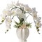 Artificial Orchid in White Vase – Elegant Faux Flowers for Home & Office